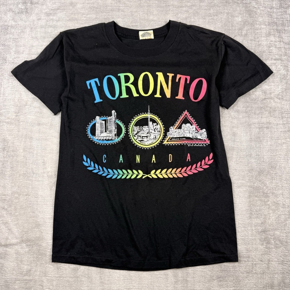 Toronto Ontario Canada Shirt Mens‎ Medium Black Vtg 90s Skyline Single Stitch